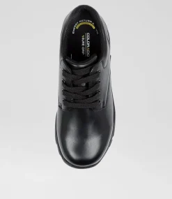 COLORADO Junior School Shoes-HIACE JNR E LCE BLK LTHR