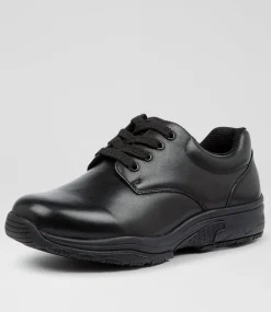 COLORADO Junior School Shoes-HIACE JNR E LCE BLK LTHR