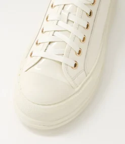 Women TOP END Sneakers-Hikara Ivory Patent Leather Sneakers