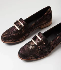 Women I LOVE BILLY Loafers|Flats-Hisho Bronze Print Microsuede Loafers