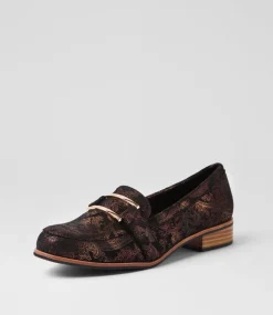 Women I LOVE BILLY Loafers|Flats-Hisho Bronze Print Microsuede Loafers