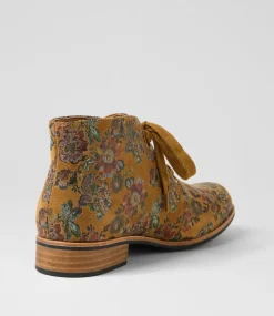 Women I LOVE BILLY Boots-Hissel Tan Flower Microsuede Ankle Boots