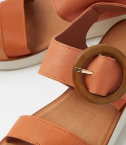 Women DIANA FERRARI Flats-Hitaly Burnt Orange White Leather Sandals