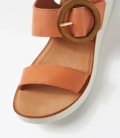 Women DIANA FERRARI Flats-Hitaly Burnt Orange White Leather Sandals