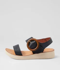 Women DIANA FERRARI Sandals|Flats-Hitaly Navy White Leather Sandals