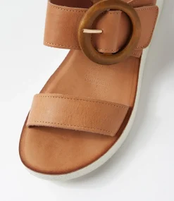 Women DIANA FERRARI Flats|Sandals-Hitaly Tan White Leather Sandals