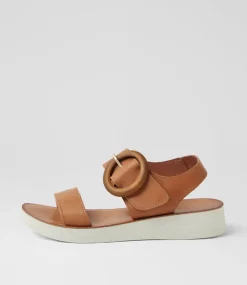 Women DIANA FERRARI Flats|Sandals-Hitaly Tan White Leather Sandals