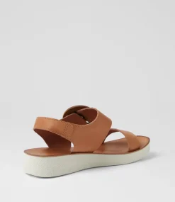 Women DIANA FERRARI Flats|Sandals-Hitaly Tan White Leather Sandals