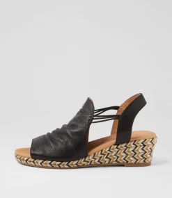 Women DIANA FERRARI Espadrilles|Wedges-Hlensia Black Multi Rope Leather Sandals
