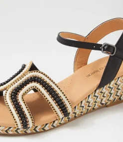 Women DIANA FERRARI Heels|Sandals-Hobarts Black Multi Sandals