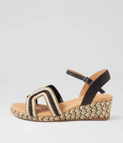 Women DIANA FERRARI Heels|Sandals-Hobarts Black Multi Sandals