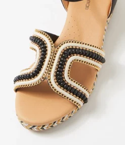 Women DIANA FERRARI Heels|Sandals-Hobarts Black Multi Sandals