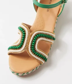 Women DIANA FERRARI Heels|Sandals-Hobarts Green Multi Sandals