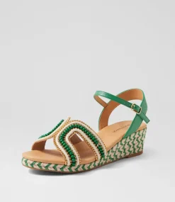 Women DIANA FERRARI Heels|Sandals-Hobarts Green Multi Sandals