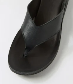 Women DIANA FERRARI Flats|Sandals-Holliah Black Leather Sandals