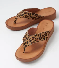 Women DIANA FERRARI Flats|Sandals-Holliah Leopard Leather Sandals