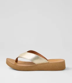 Women DIANA FERRARI Flats|Sandals-Holliah Pale Gold Natural Leather Sandals