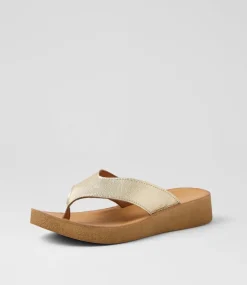 Women DIANA FERRARI Flats|Sandals-Holliah Pale Gold Natural Leather Sandals