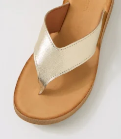 Women DIANA FERRARI Flats|Sandals-Holliah Pale Gold Natural Leather Sandals