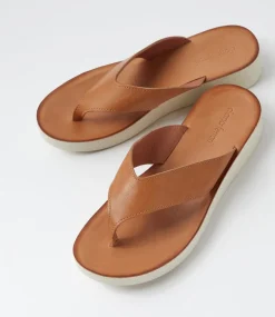Women DIANA FERRARI Flats-Holliah Tan White Leather Sandals