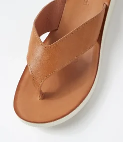 Women DIANA FERRARI Flats-Holliah Tan White Leather Sandals