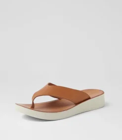 Women DIANA FERRARI Flats-Holliah Tan White Leather Sandals
