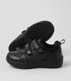 COLORADO Sport School Shoes|Junior School Shoes-Hype Jnr Adj D Black Leather Sneakers