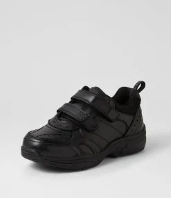 COLORADO Sport School Shoes|Junior School Shoes-Hype Jnr Adj D Black Leather Sneakers
