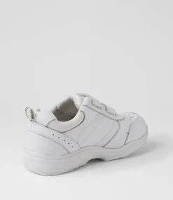 COLORADO Sport School Shoes|Junior School Shoes-Hype Jnr Adj E White Leather Sneakers