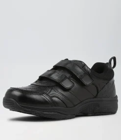COLORADO Sport School Shoes|Junior School Shoes-Hype Jnr E Adj Black Leather Sneakers