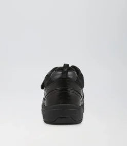 COLORADO Sport School Shoes|Junior School Shoes-Hype Jnr E Adj Black Leather Sneakers