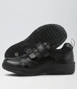 COLORADO Sport School Shoes|Junior School Shoes-Hype Jnr E Adj Black Leather Sneakers