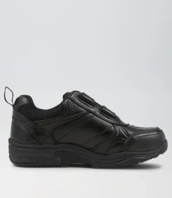 COLORADO Sport School Shoes|Junior School Shoes-Hype Jnr E Adj Black Leather Sneakers