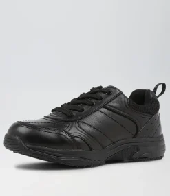 COLORADO Sport School Shoes|Junior School Shoes-Hype Jnr E Lace Black Leather Sneakers