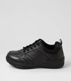 COLORADO Sport School Shoes|Junior School Shoes-Hype Jnr Lace D Black Leather Sneakers
