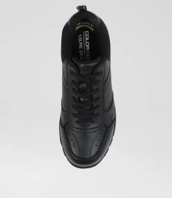 COLORADO Sport School Shoes|Senior School Shoes-Hype Snr E Lace Black Leather Sneakers