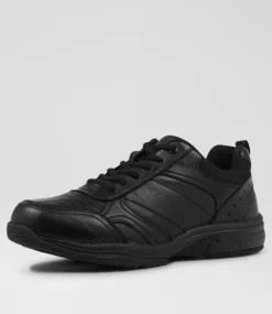 COLORADO Sport School Shoes|Senior School Shoes-Hype Snr E Lace Black Leather Sneakers