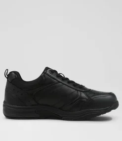 COLORADO Sport School Shoes|Senior School Shoes-Hype Snr E Lace Black Leather Sneakers