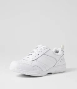COLORADO Sport School Shoes|Senior School Shoes-Hype Snr E Lace White Leather Sneakers