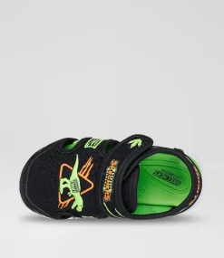 SKECHERS Sport School Shoes-Hypno Toddler Black Lime Sneakers