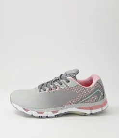 LYNX Sport School Shoes|Senior School Shoes-Icon Snr G Lace Grey Pink Mesh Sneakers