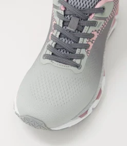 LYNX Sport School Shoes|Senior School Shoes-Icon Snr G Lace Grey Pink Mesh Sneakers
