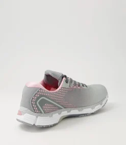 LYNX Sport School Shoes|Senior School Shoes-Icon Snr G Lace Grey Pink Mesh Sneakers