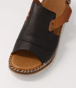 Women DIANA FERRARI Wedges|Heels-Iliana Black Tan Leather Sandals