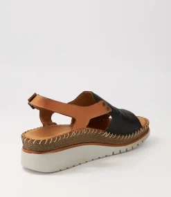 Women DIANA FERRARI Wedges|Heels-Iliana Black Tan Leather Sandals