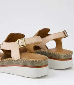 Women DIANA FERRARI Wedges|Heels-Iliana Tan Cafe Leather Sandals