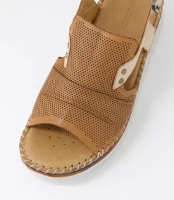 Women DIANA FERRARI Wedges|Heels-Iliana Tan Cafe Leather Sandals