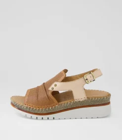 Women DIANA FERRARI Wedges|Heels-Iliana Tan Cafe Leather Sandals