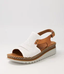 Women DIANA FERRARI Wedges|Heels-Iliana White Tan Leather Sandals