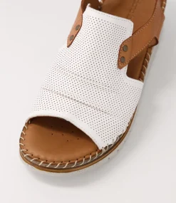 Women DIANA FERRARI Wedges|Heels-Iliana White Tan Leather Sandals